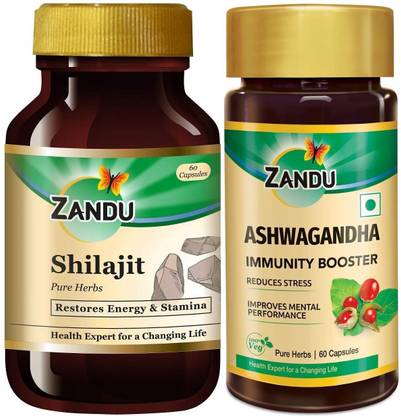 ZANDU Shilajit and Ashwagandha (Pack of 2)