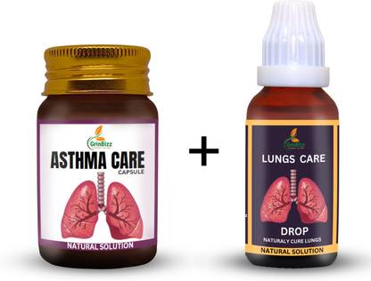 grinbizz Combo Of Asthma Care Capsule With Lungs Care Drop/Protect Lungs from Smoking
