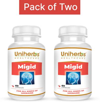 Uniherbs Migid Capsule For All Kind of Migraine Headache, Improve Energy Level pack of 2