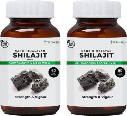 ZEROHARM Nano Himalayan Shilajit With Ashwagandha,Safed Musli & Gokshura|Testo Enhancer