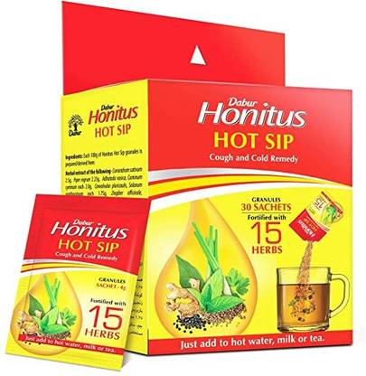 Dabur Honitus Hot Sip: 100% Provides Instant Relief Cough and Cold (30 Sachets)
