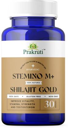 Prakruti Pure Herbs Stemino M+ Ayurvedic Shilajit, Ashwagandha, Safed Musli for Stamina Performance