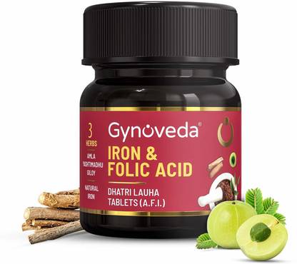 Gynoveda Women 14+ Iron Folic Acid, Ayurvedic Blood Builder for Hemoglobin lost in Period