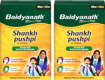 Baidyanath Shankhpushpi Sharbat 450 ml- Pack of 2| Helps in Mental Weakness, Forgetfulness