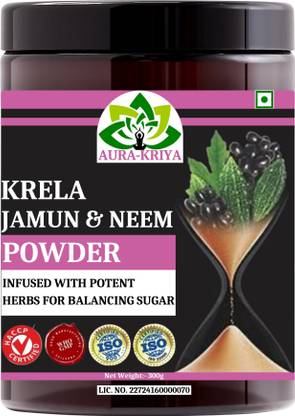 AuraKriya Pure & Ayurvedic Neem Karela Jamun Powder for Maintaining Blood Sugar Levels
