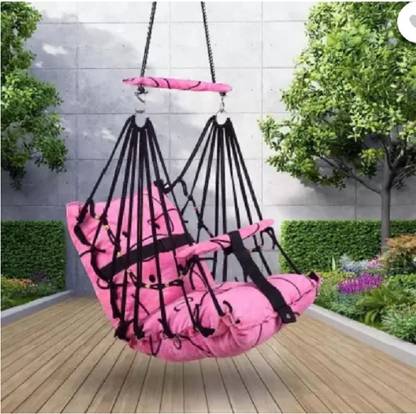 SHOP & WEAR Cotton Swing for Kids Baby's Children Folding and Washable 1-3 Years swing pink line