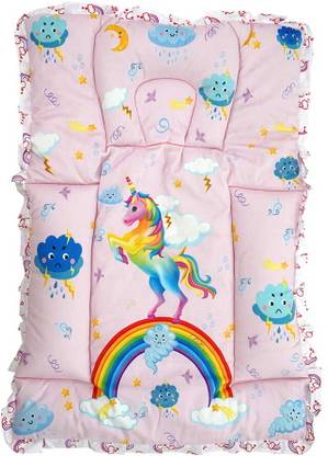 Baby Moo Unicorn Mattress With Fixed Neck Pillow And Bolsters, Foldable - Pink Unisex Unicorn
