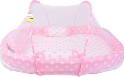 Baby Fly New Born Baby Bedding Set Mattress with Net and Pillow Ralling Mosquito Bed Standard Crib