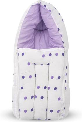 Kiddilan 3 in 1 Baby Carry Cum Sleeping Bag for Boys & Girls 0-3 Months (Dot_Purple) Multipurpose Bed Bunk bed