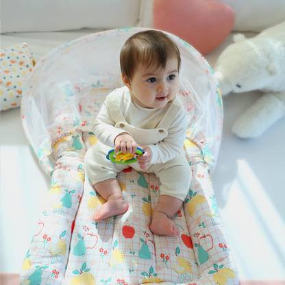 TIDY SLEEP New Born Baby Gadda Bed Set with Mosquito Net and Pillow Gadda Set for Baby with Mosquito Net Crib