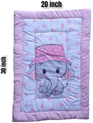NEFROS Pink Elephant Design Printed Baby Bed Set Standard Godari Bed sheet
