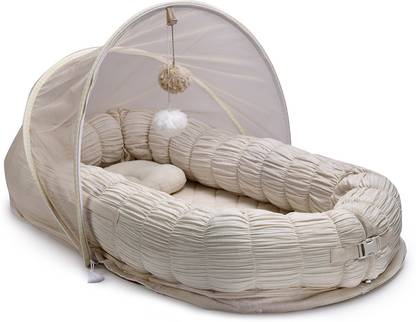 Baby Jalebi Sleep Cloud Nest Travel Baby Bed Breathable Organic Muslin Inbuilt Mosquito Net Baby Sleeping Nest Bed