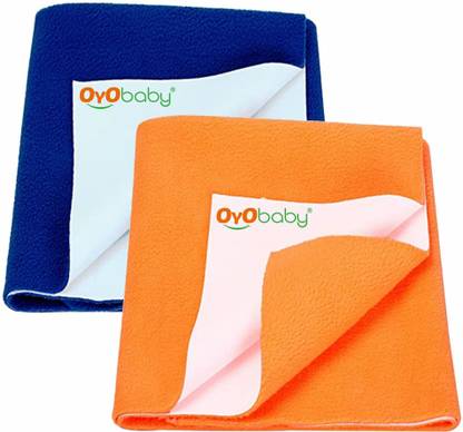Oyo Baby Waterproof Baby Bed Protector Sheets(70cm X 50cm),Royal Blue+Peach Rectangle Rectangle