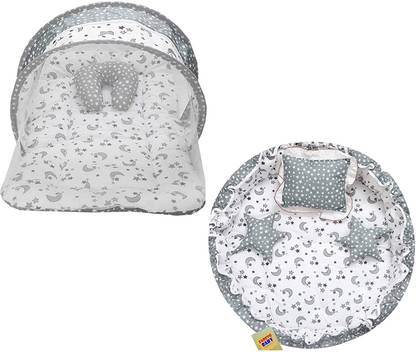 Fareto Baby Sleeping Nest & Mattress with Net Combo(0-6 Months)(Star & Moon) standard crib