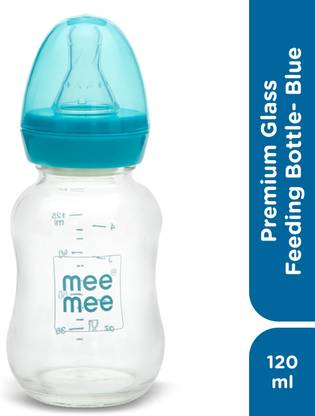 MeeMee Premium Glass Feeding Bottle_Blue - 120 ml