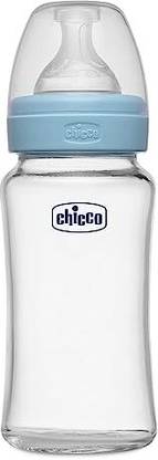 Chicco Well-Being Glass Feeding Bottle (240ml, Slow Flow) - 240 ml