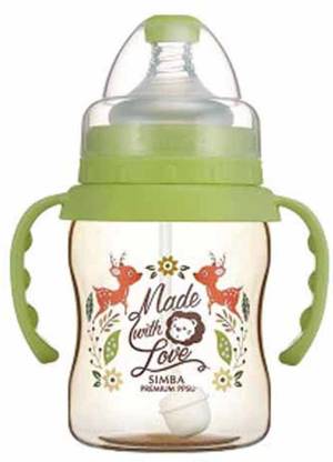 PREMSONS PPSU Wide Neck Feeding Bottle with Automatic Handle and Weight Straw - 200 ml