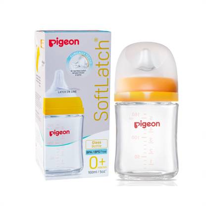 Pigeon Wide Neck 3 Glass baby feeding bottle with nipple - 160 ml