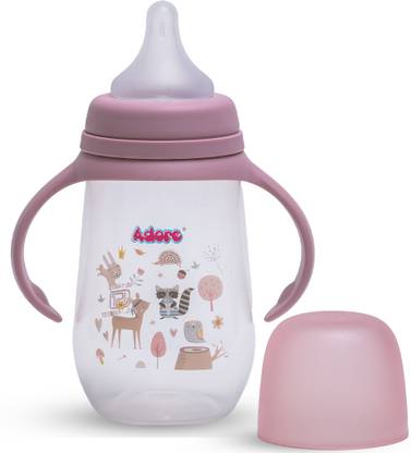 Adore Nok Nok Wide Neck Feeding Bottle w Handle -Ergonomic - Premium Matte Nipple - 250 ml