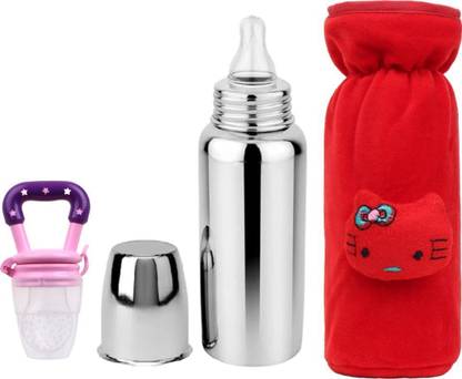 UNIECROUNEKIDS Baby feeding bottle with cover & baby fruit feeder 0 to 2 years BPA free - 250 ml