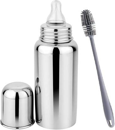 kids heaven Stainless Steel Baby Feeding Bottle (240 ML) and bottle cleaning brush-1 - 240 ml