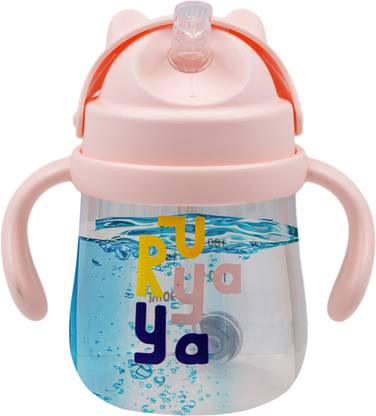 MINI SOUL Cartoon Ears BPA Free Flip and Sip Cup for Babies with Handle and Silicone Straw - 270 ml