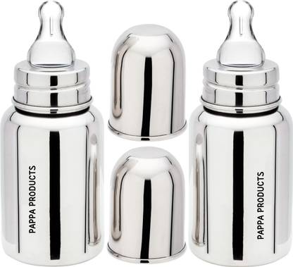 Pappa Regular Stainless Steel Feeding Bottle for New Born Babies Infant Toddler - 150 ml