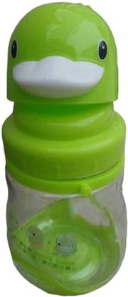 DREAM CHOICE Penguin Design Baby Feeding Bottle with Straw and Hanging Strap (300ml, Green) - 300 ml