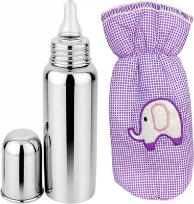 ojus fashion hub Stainless Steel Feeding Bottle for New Born Baby with Cover - 250 ml