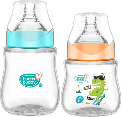 Buddsbuddy BPA Free Wide Neck Baby Feeding Bottle With Anti Colic Teat (150ml + 250ml) - 400 ml