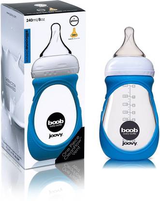 Joovy Boob Glass Bottle and Sleeve, Blue, 8 Ounce - 240 ml