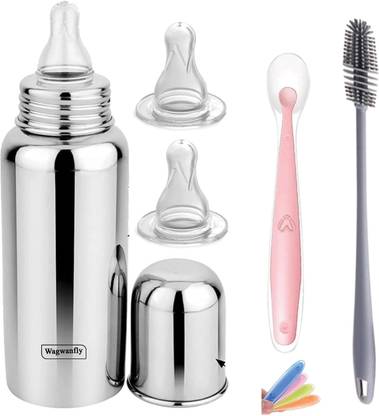 Wagwanfly Baby Milk Bottle And Baby Feeding Bottles with Cleaning Brush for New Born Baby - 240 ml