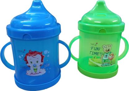shiveyeexport Hello Baby Plastic Sipper Cup Double Handle (2Pc Color May Vary,300 ml)