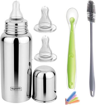 Wagwanfly Steel Baby Feeding Bottle BPA Free, Anti-Colic Baby Milk Bottle - 240 ml