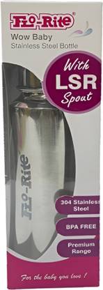 Florite Baby 304 Stainless Steel Feeding Bottle with LSR Spout and ML Marking - 240 ml