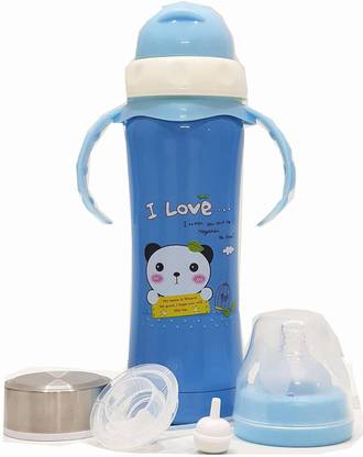 WAHHSON Stainless Steel Baby Feeding Bottle for Milk, Water with Silicone Nipple, Sipper - 240 ml