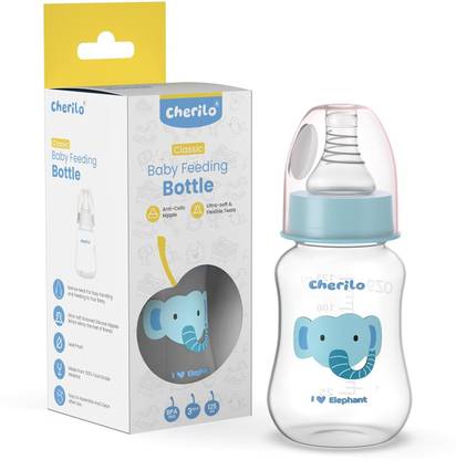 Cherilo Anti-Colic Slim, Classic Baby Feeding Bottle, Upto 3 Years, Funny Elephant Style - 125 ml