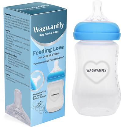 Wagwanfly Milk Bottle Anti-Colic Slim Neck Essential Baby Feeding Bottle BPA Free - 260 ml