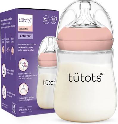 tutots Comfort Anti-Colic Wide Neck BPA Free Baby Feeding Bottle with Spiral Nipple - 250 ml
