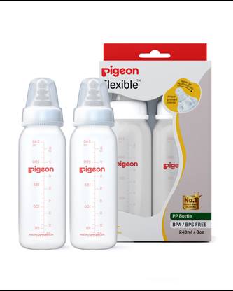 Pigeon Peristaltic baby feeding bottle Round Base (white) nipple M - twin pack - 240 ml