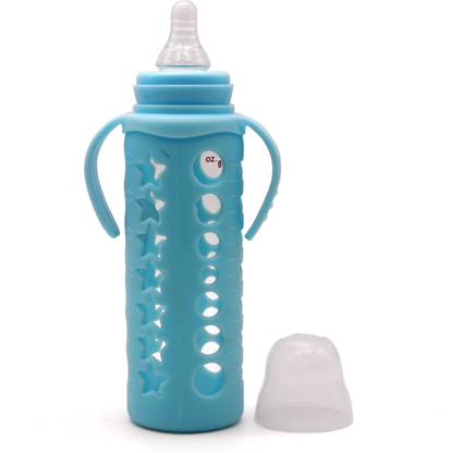 LWVAX Premium Glass Silicone cover Baby Feeding Bottle for Kids - 250 ml
