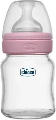 Chicco Well-Being Glass Feeding Bottle (120ml, Slow Flow) (Pink) - 120 ml