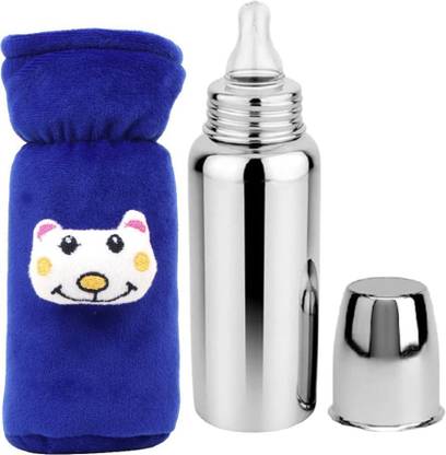 UNIECROUNEKIDS Baby feeding bottle with bottle cover steel bottle 0 to 2 years BPA Free - 250 ml