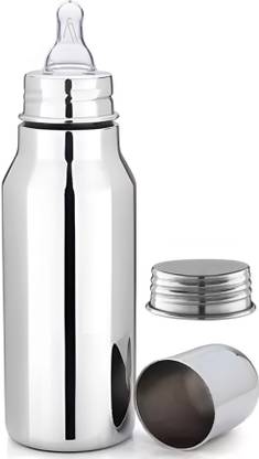 PGD 2 in 1 Use Stainless Steel Deluxe Baby Feeding Bottle with Extra Travel Cap - 250 ml