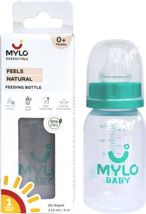 MYLO Baby Feels Natural Feeding Bottle for New Born Babies | Anti Colic | Easy Flow - 125 ml