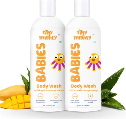 tiny mighty Baby Body Wash (200 ml Each*2), Tear Free, Mango, Orange & Aloe Vera Extract