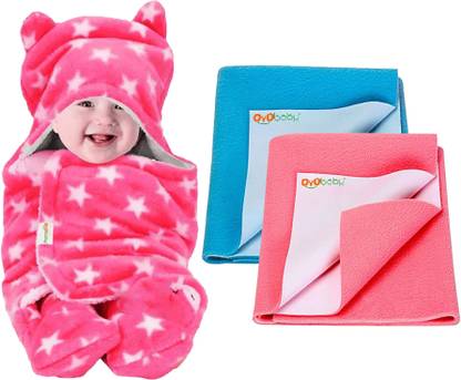 Oyo Baby Gift Set For New Born Baby (2 Baby Bed Protector Dry Sheet And 1 Baby Blanket)