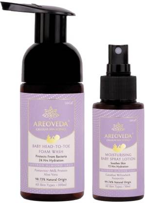 Areoveda Baby Wash & Lotion Combo | Gently Cleanses & Provides 72 Hrs Hydration