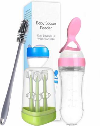 Millionminds Baby Spoon Feeder 90ml, 3 in 1 Toothbrush Set & Cleaning Brush, Baby Combo