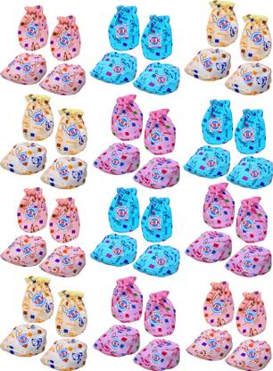 V.B.K Baby Mittens and Booties Set, Pack Of 12, 0 to 6 Month, Hosiery Fabric